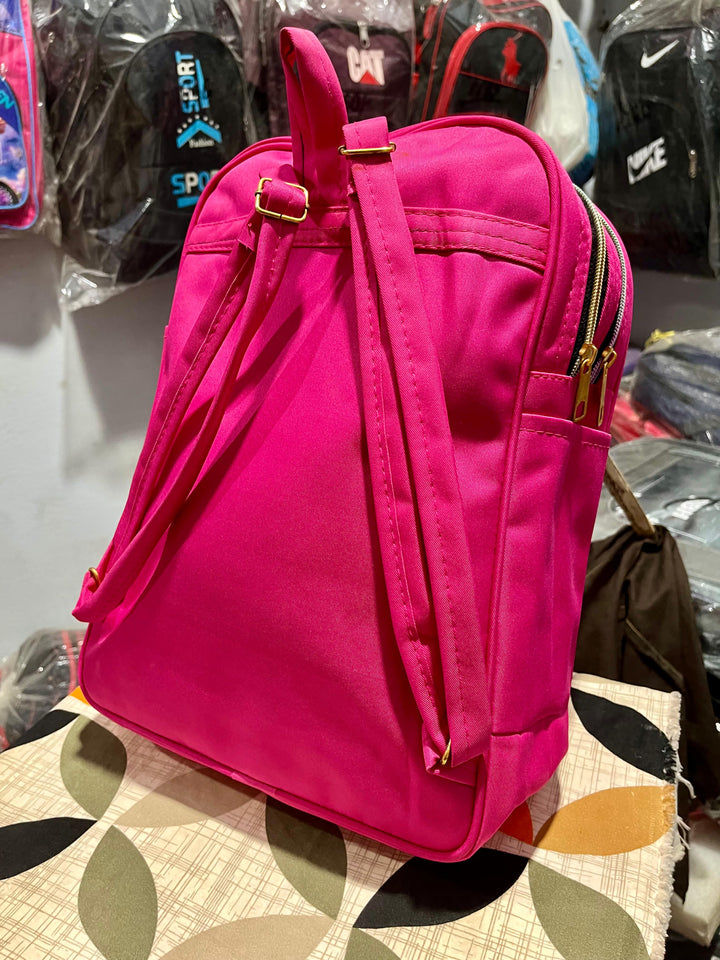 CHANNEL Pink Flower Embroidery Bagpack with Pure Foam Buckle