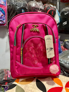 CHANNEL Pink Flower Embroidery Bagpack with Pure Foam Buckle